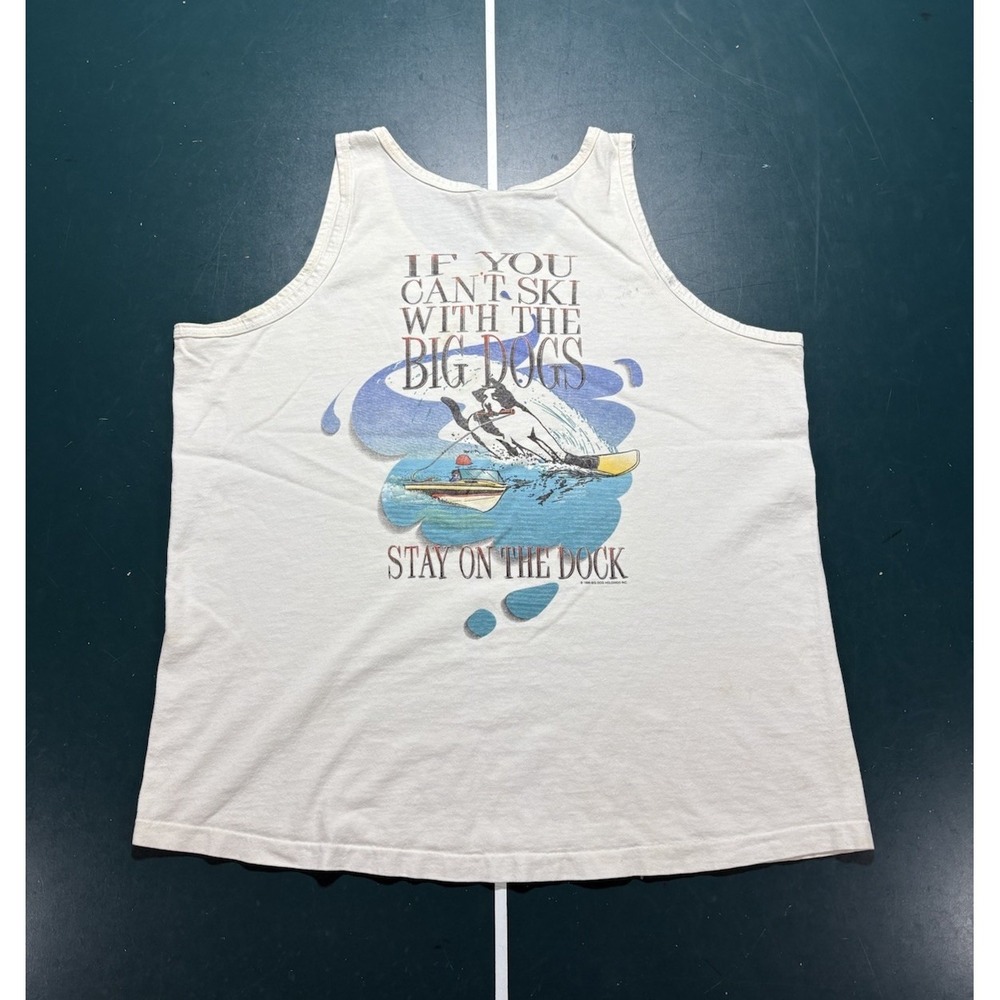 Vintage 90s Big Dogs Tank Top Shirt Men's XL Water Skiing Single Stitch 1996 USA